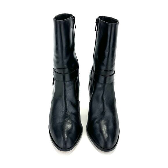 Lumiani Black Leather High Heel Short Boot Sz 9.5 Italian Made Almond Toe Bootie - Picture 3 of 9